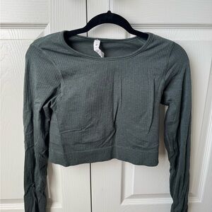 lululemon athletica Dark Green Ribbed Crop Top